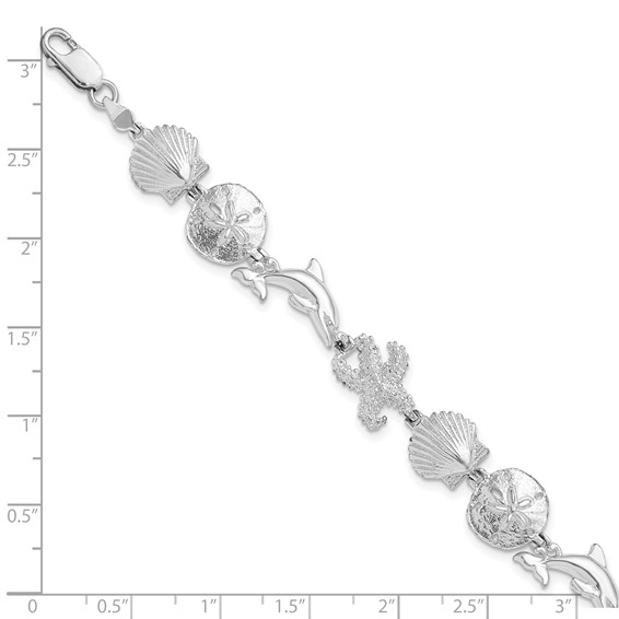 De-Ani Sterling Silver Rhodium-plated Polished Sea Life Bracelet