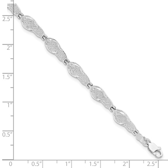 De-Ani Sterling Silver Rhodium-plated Polished Flip-flop Bracelet
