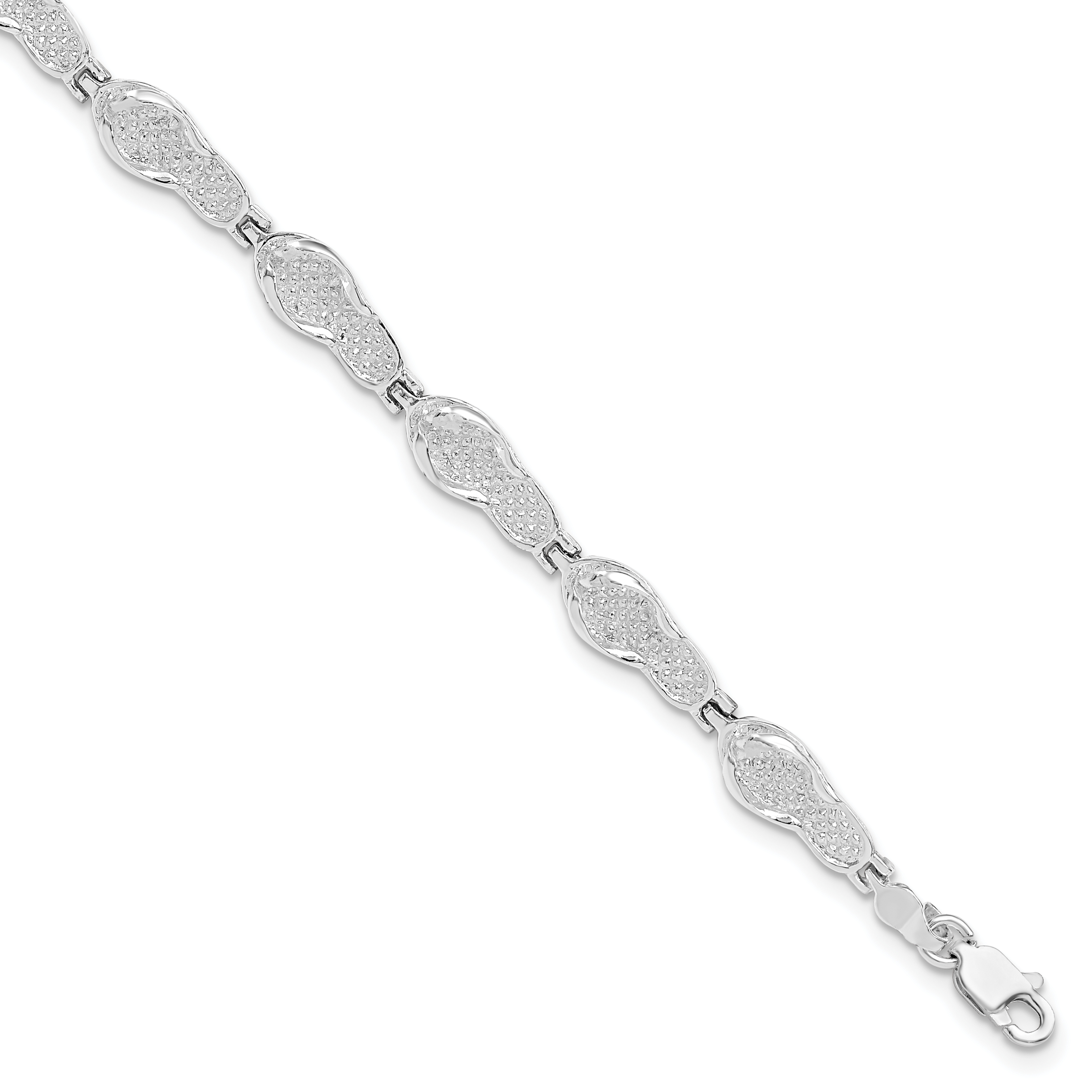 De-Ani Sterling Silver Rhodium-plated Polished Flip-flop Bracelet (QH5581-7.25)