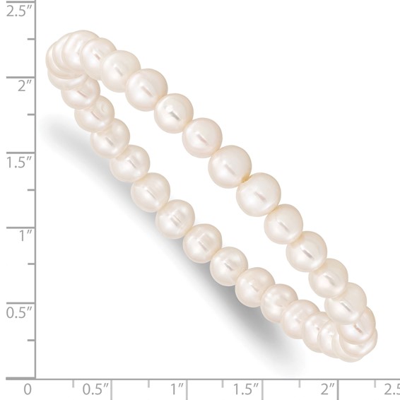 6-7mm White Semi-round Freshwater Cultured Pearl Stretch Bracelet
