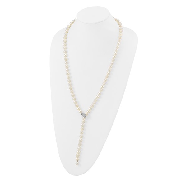 Sterling Silver Rhod-pl 9-10mm White Near-Round FWC Pearl Adj Necklace
