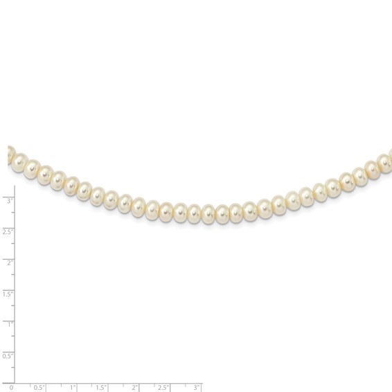 Sterling Silver Rhodium-plated 7-8mm White Near-Round Freshwater Cultured Pearl 18 inch Necklace