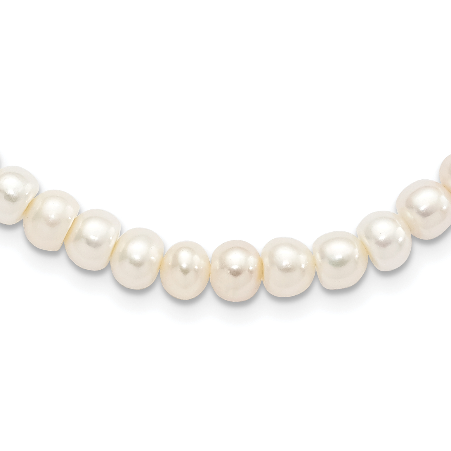 Sterling Silver Rhodium-plated 7-8mm White Near-Round Freshwater Cultured Pearl 18 inch Necklace (QH5628-18)