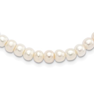 Sterling Silver Rhodium-plated 7-8mm White Near-Round Freshwater Cultured Pearl 18 inch Necklace