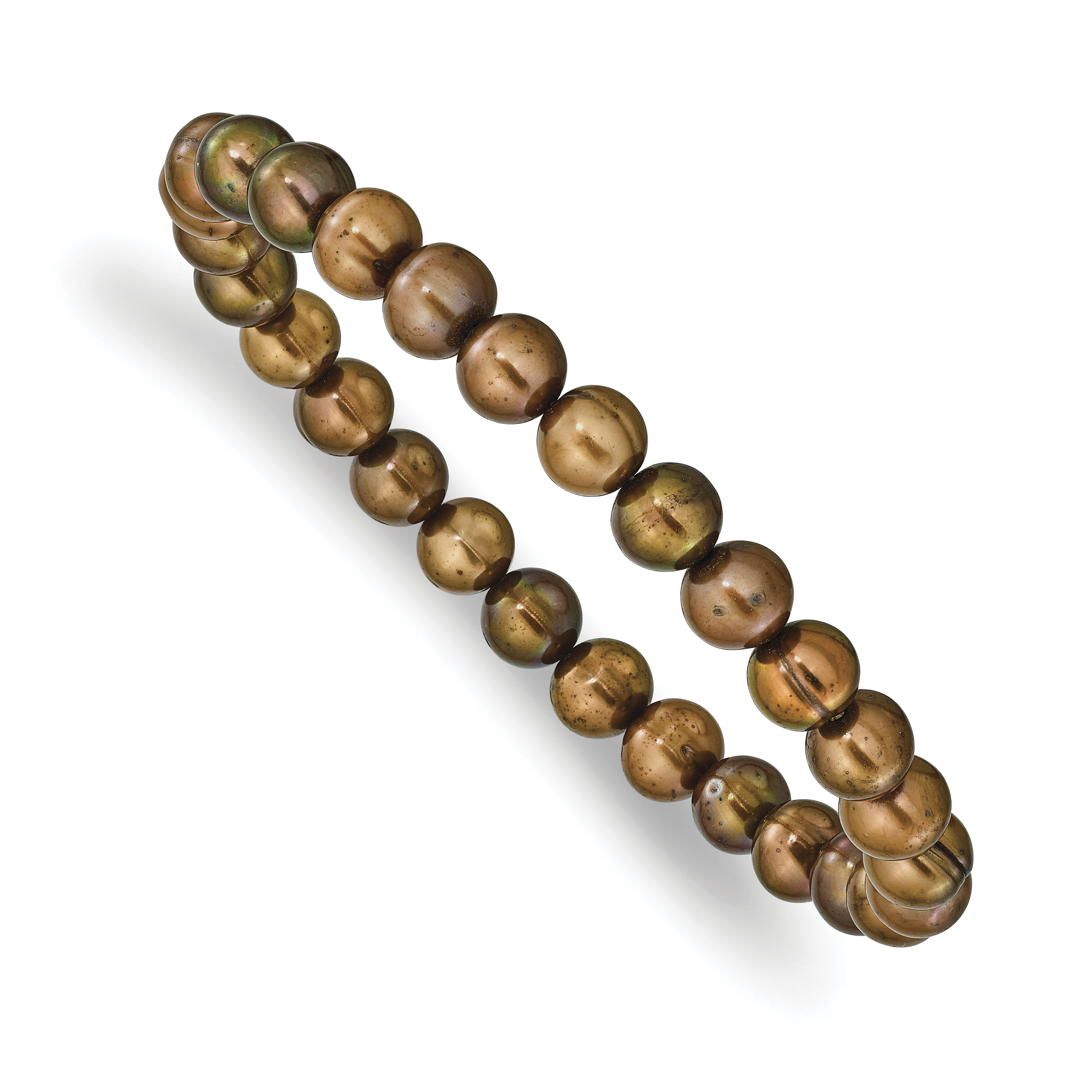 6-7mm Brown Semi-round Freshwater Cultured Pearl Stretch Bracelet (QH5639)