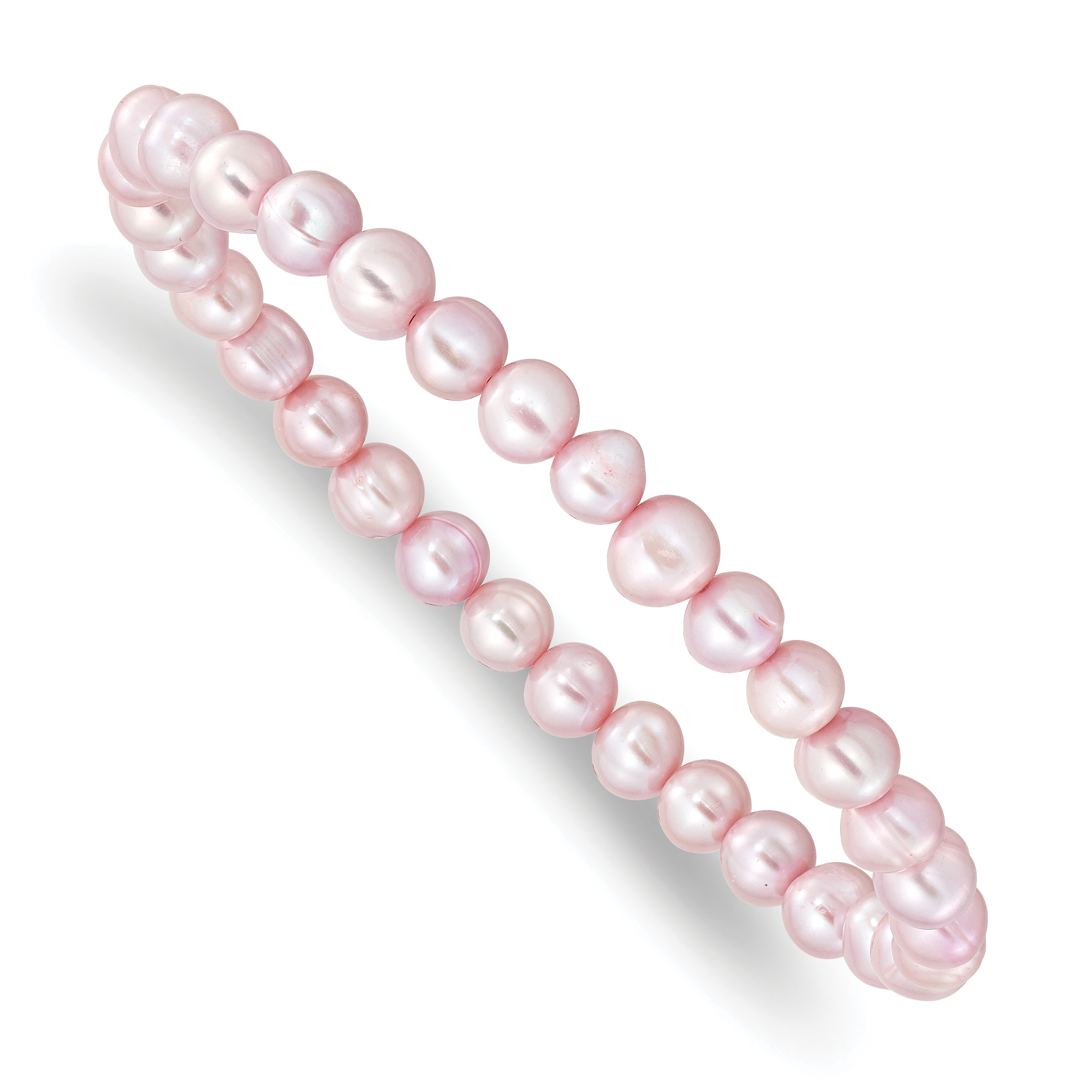 6-7mm Pink Semi-round Freshwater Cultured Pearl Stretch Bracelet (QH5641)