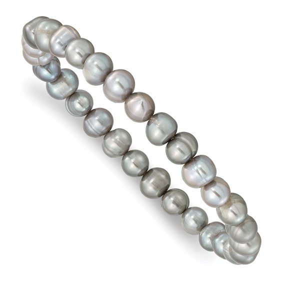 "6-7mm Green, Grey, White, Black and Brown Semi-Round Freshwater Cultured Pearl 5-piece Stretch Bracelet Set "