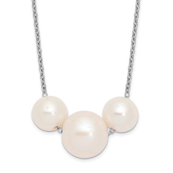 Sterling Silver Near Round FWC Pearl Necklace