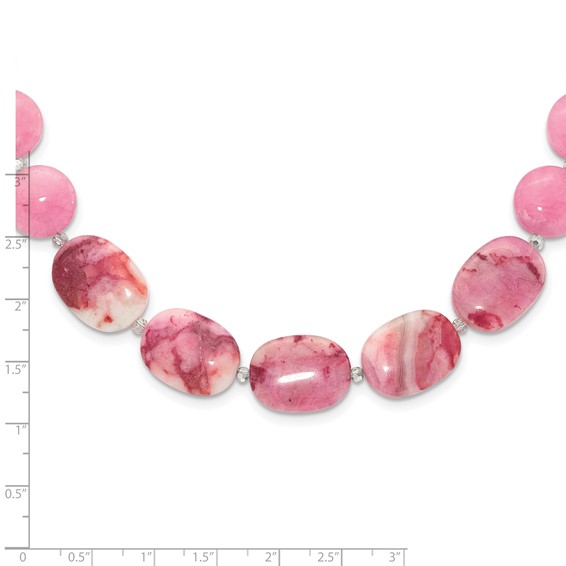 Sterling Silver Pink Agate, Pink/Jade/Rose Quartz/Crystal Necklace