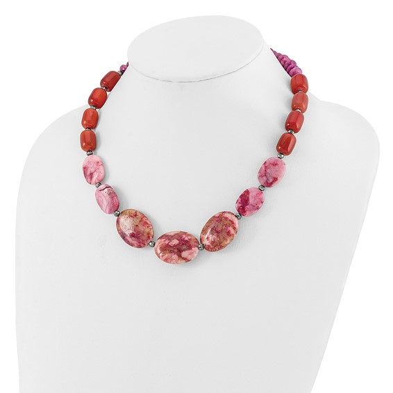 Sterling Silver Multi Stone 18.5in w/2in ext Necklace