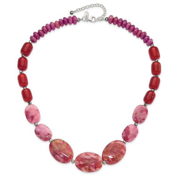 Sterling Silver Multi Stone 18.5in w/2in ext Necklace