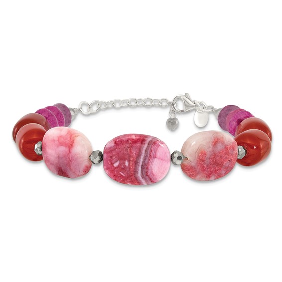 Sterling Silver Multi Stone 8in  w/1in ext Bracelet