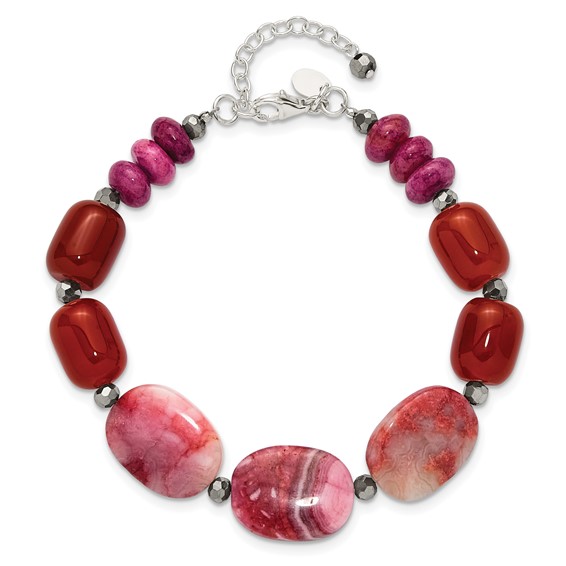 Sterling Silver Multi Stone 8in  w/1in ext Bracelet