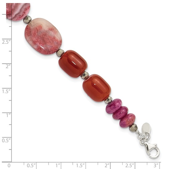 Sterling Silver Multi Stone 8in  w/1in ext Bracelet