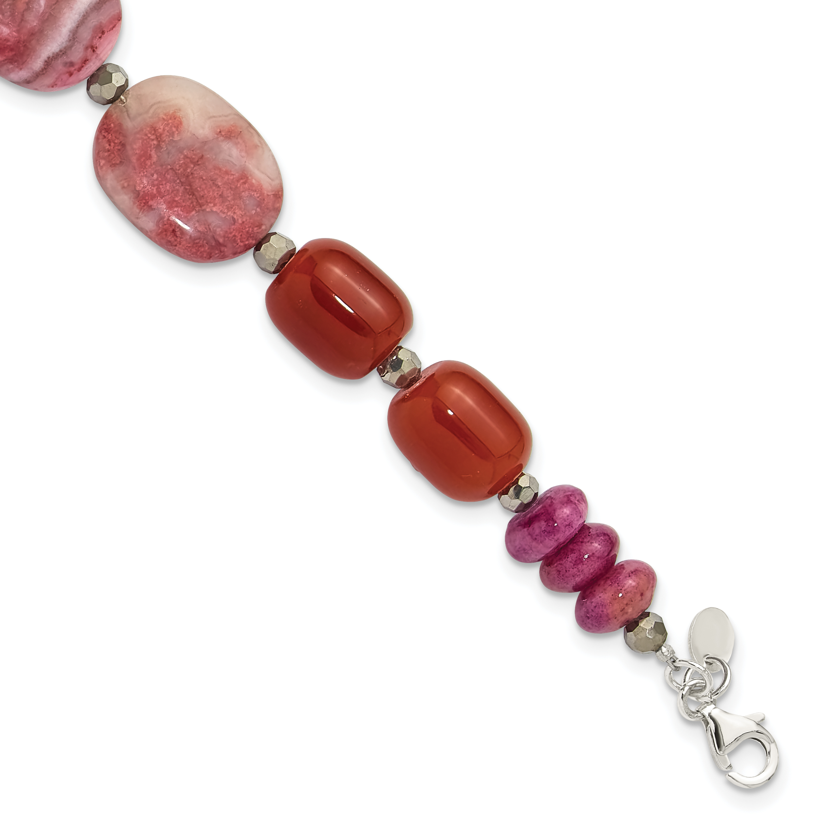 Sterling Silver Multi Stone 8in  w/1in ext Bracelet (QH5671-8)