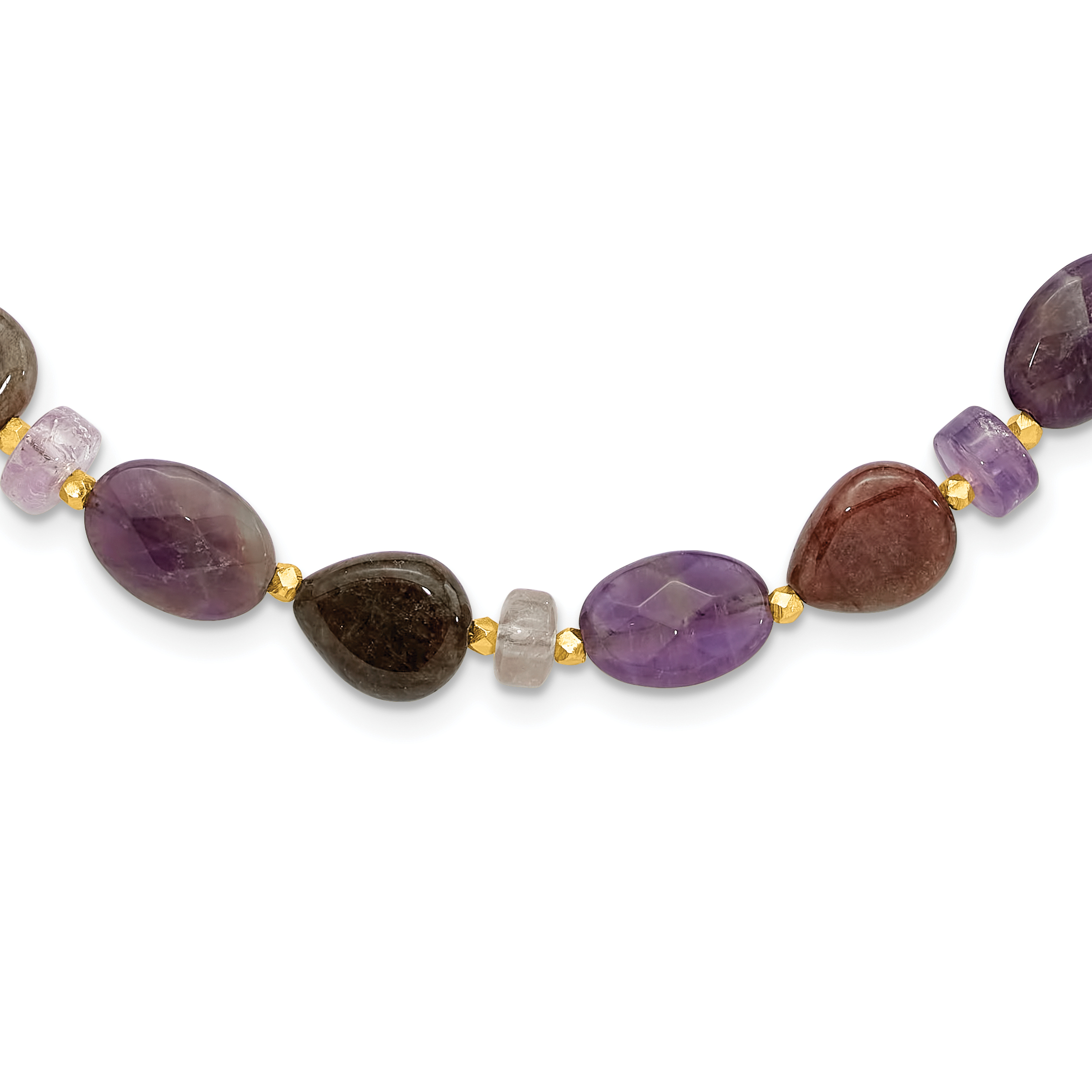 Sterling Silver Gold-plated Amethyst/Tourmaline 2in ext Necklace (QH5676-18)