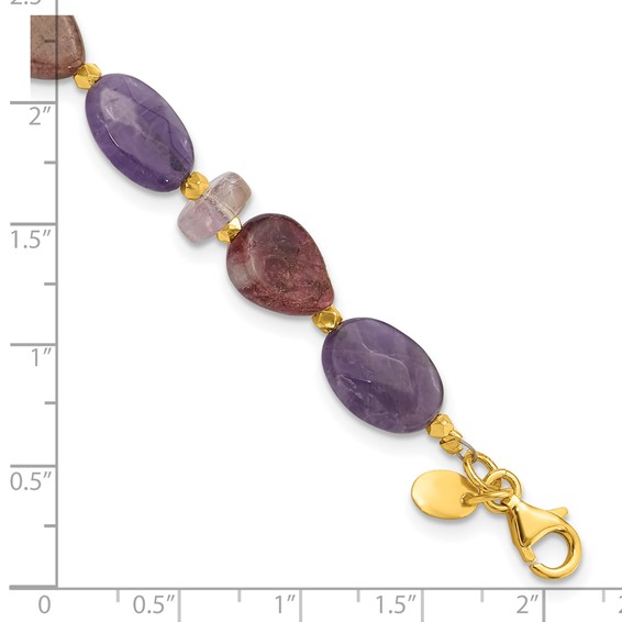Sterling Silver Gold-plated Amethyst/Tourmaline w/1in ext Bracelet