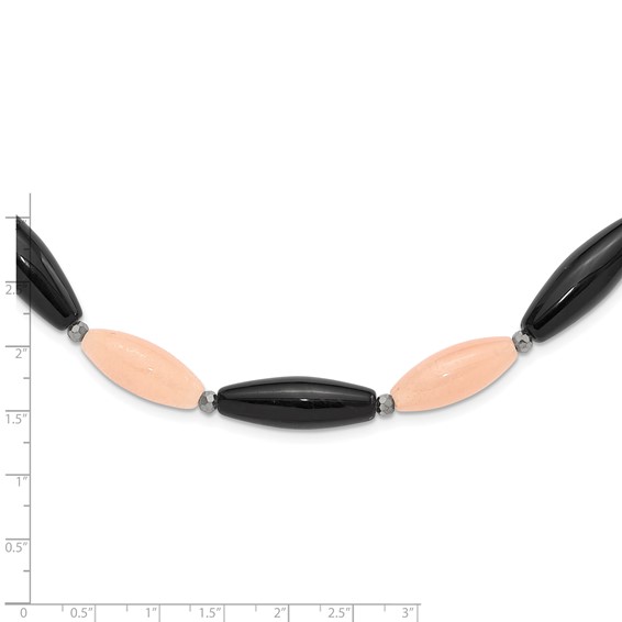 Sterling Silver Black Agate, Red Aventurine, Crystal 29in Necklace