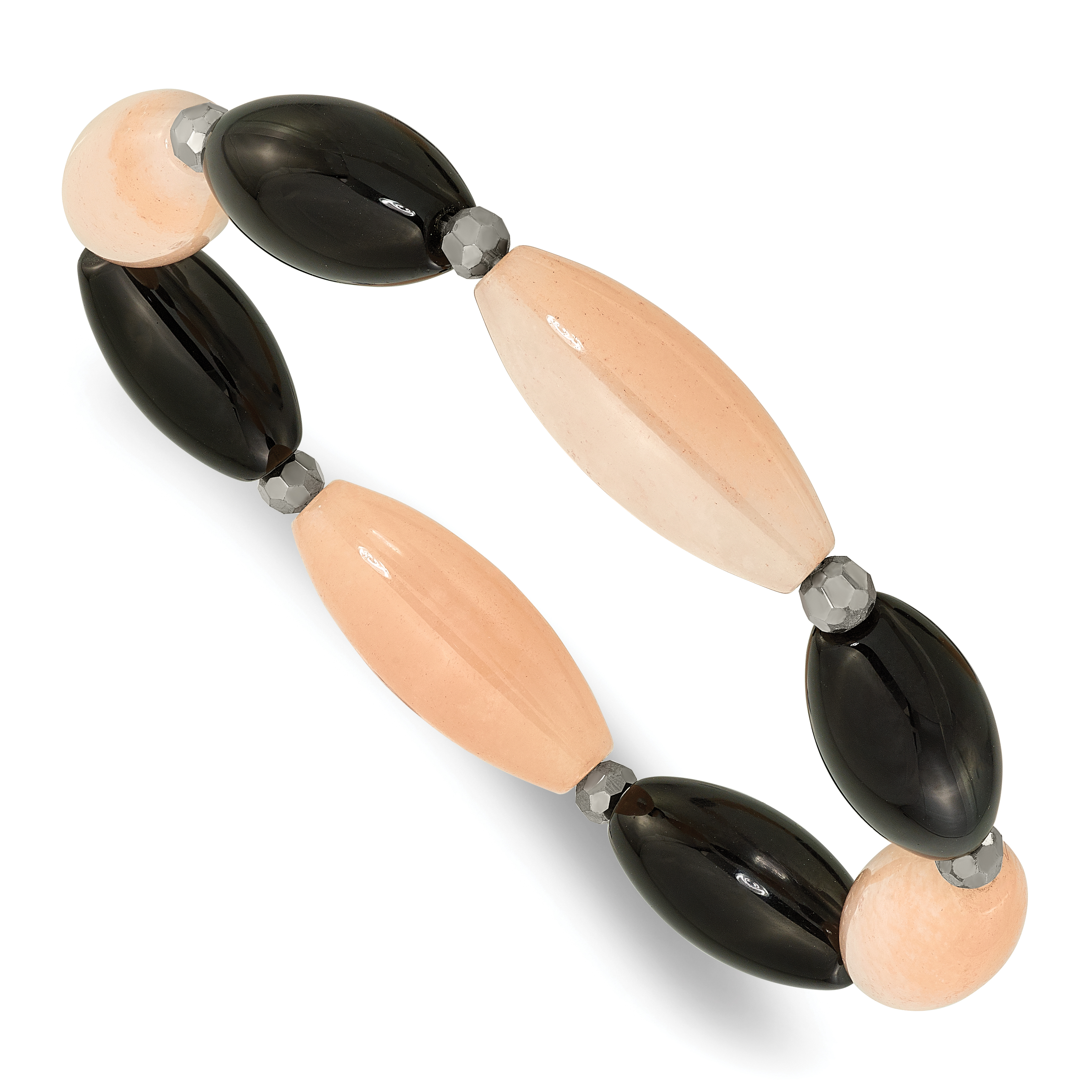 Black Agate, Red Aventurine and Crystal Stretch Bracelet (QH5679)