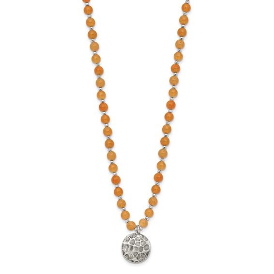 Sterling Silver Oxidized Aventurine Beaded w/2in ext Necklace