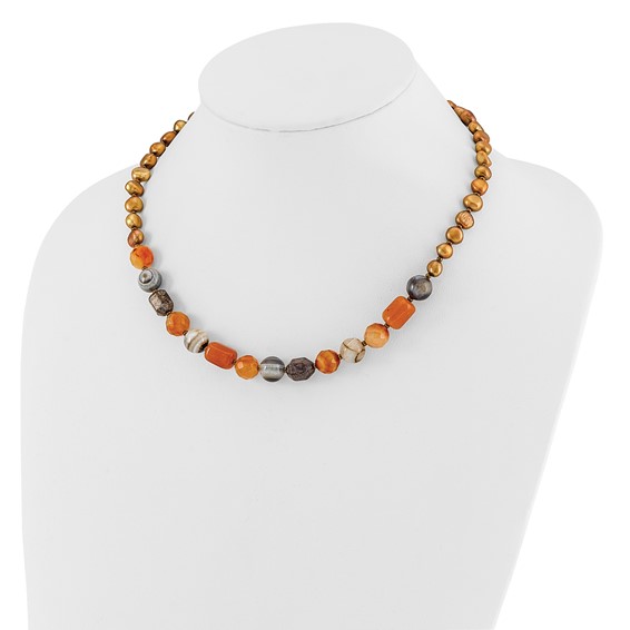 Sterling Silver Multi Stone 18.5in w/2in ext Necklace