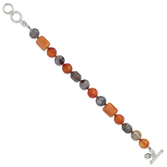 Sterling Silver Multi Stone 8in w/.5in ext Bracelet