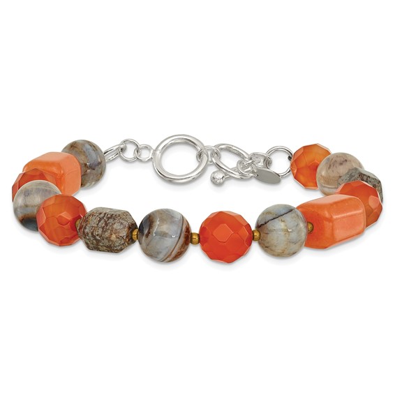 Sterling Silver Multi Stone 8in w/.5in ext Bracelet