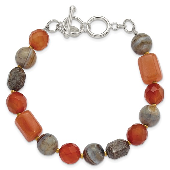 Sterling Silver Multi Stone 8in w/.5in ext Bracelet