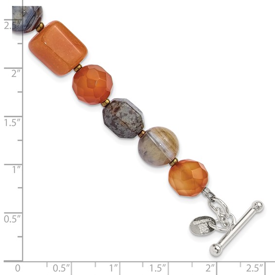 Sterling Silver Multi Stone 8in w/.5in ext Bracelet