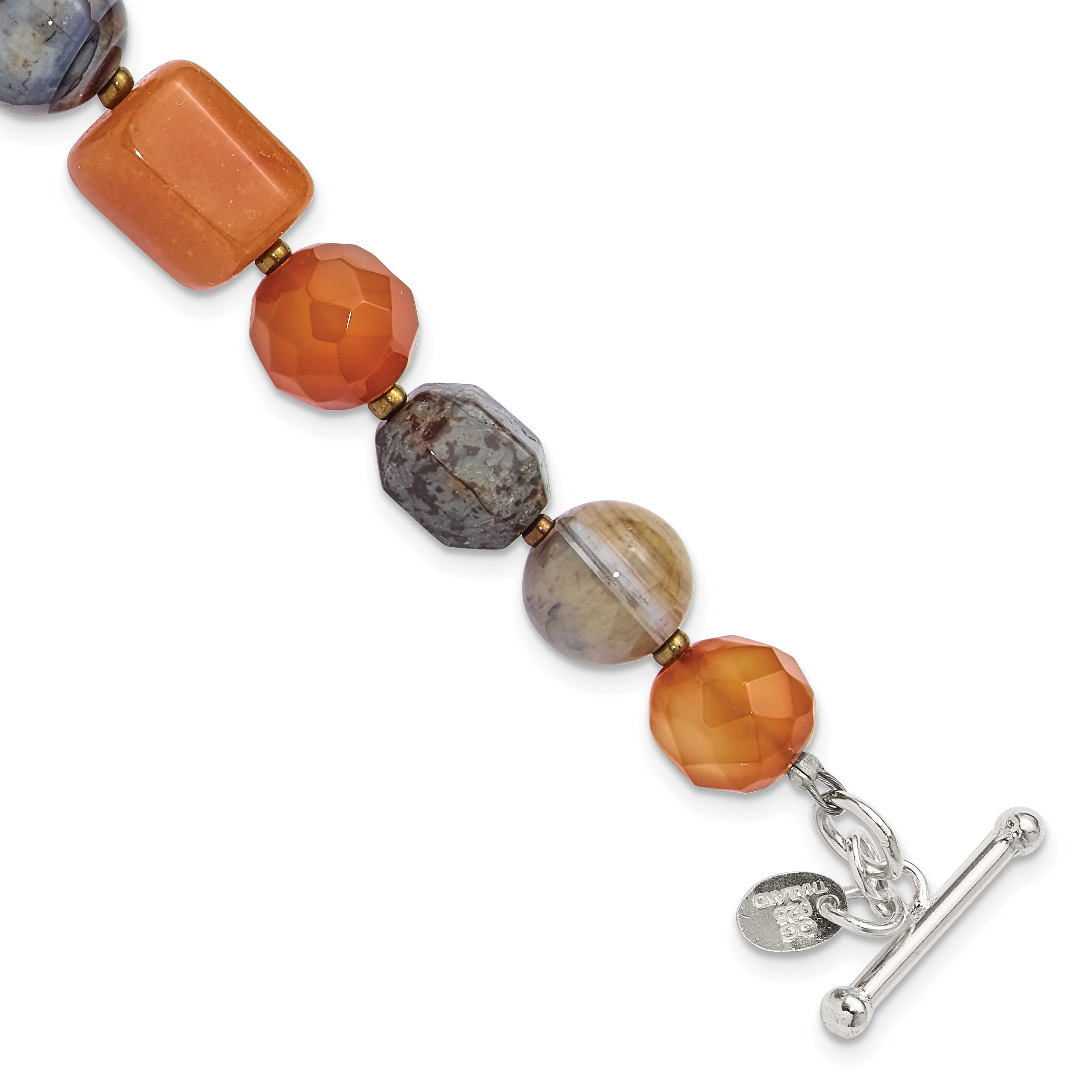Sterling Silver Multi Stone 8in w/.5in ext Bracelet (QH5683-8)