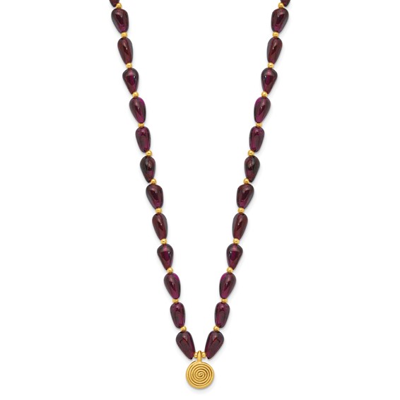 Sterling Silver Gold-plated Garnet 16in w/2in ext. Necklace