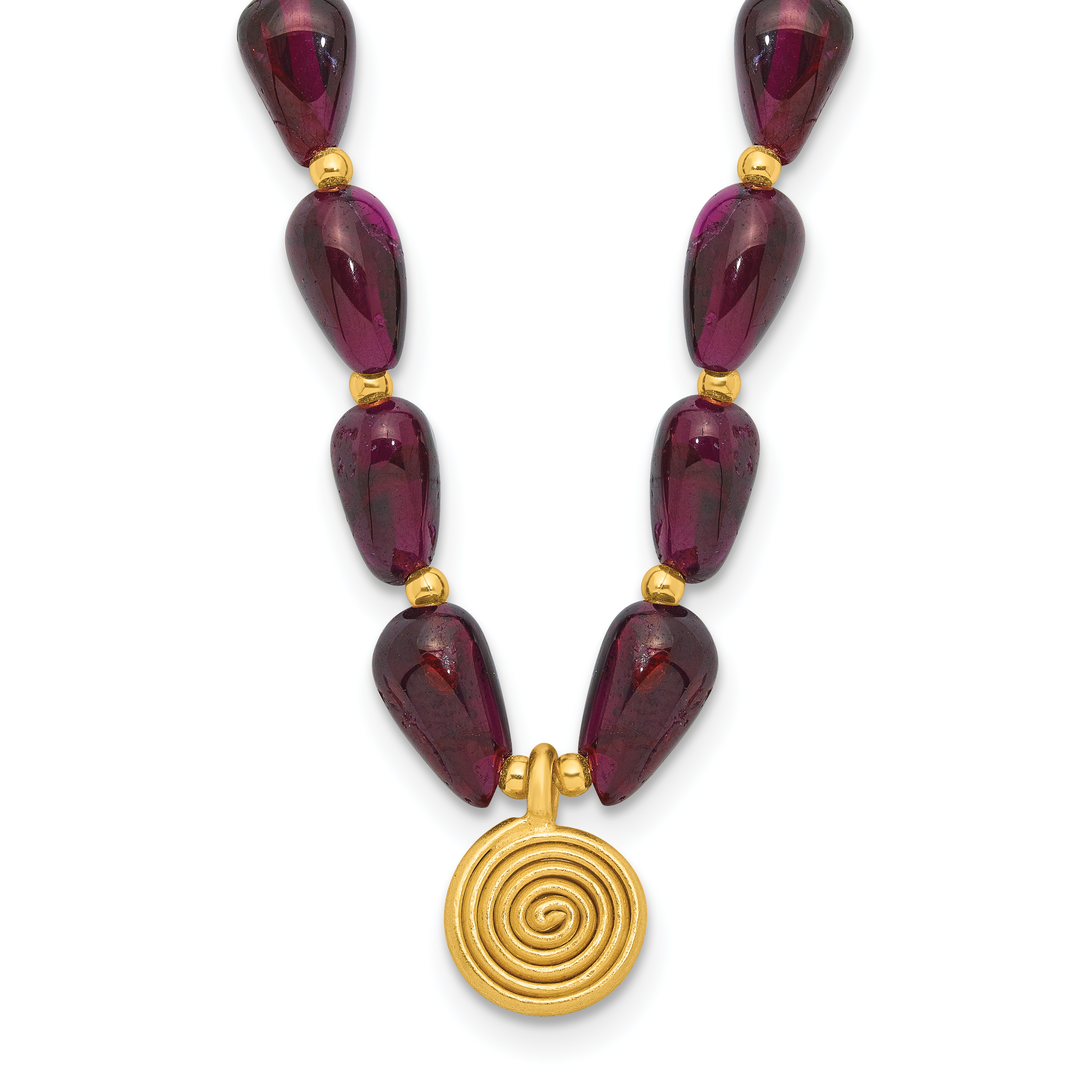 Sterling Silver Gold-plated Garnet 16in w/2in ext. Necklace (QH5684-16)
