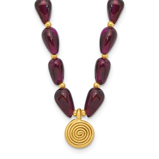 Sterling Silver Gold-plated Garnet 16in w/2in ext. Necklace