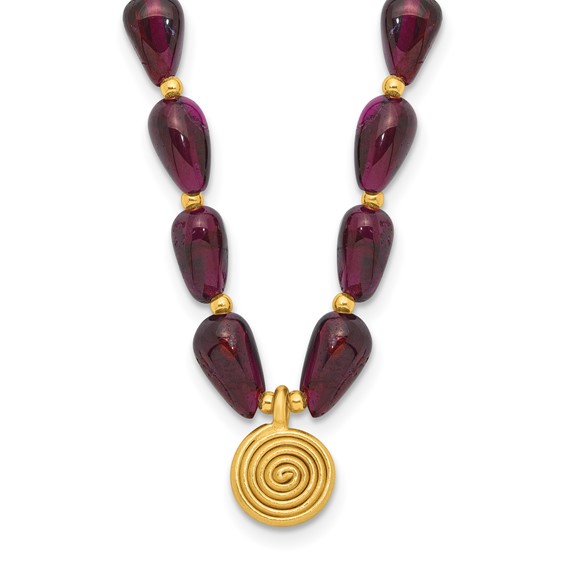 Sterling Silver Gold-plated Garnet 16in w/2in ext. Necklace