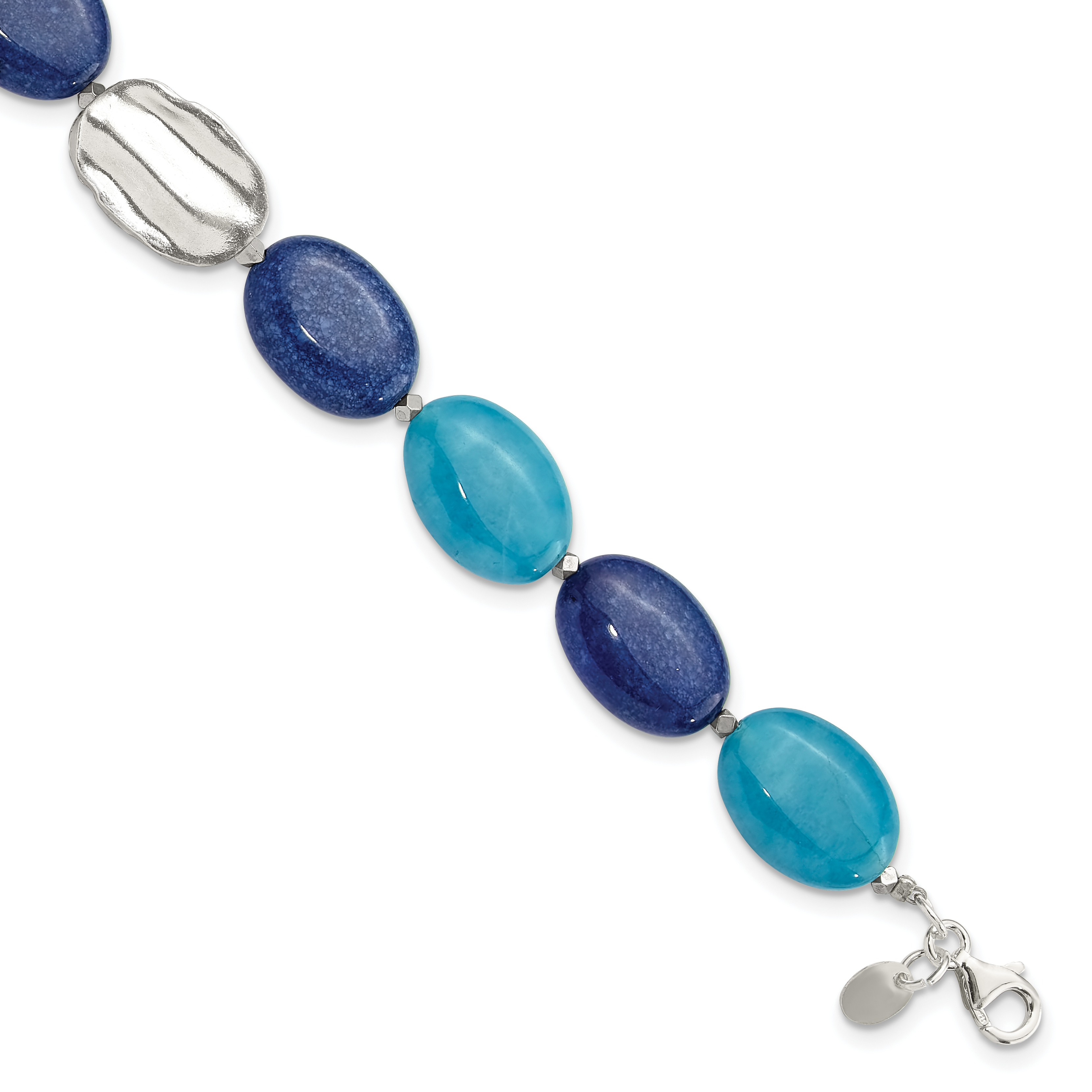 Sterling Silver Hematite, Jade, Lapis, Quartz 8in w/1in ext Bracelet (QH5688-8)