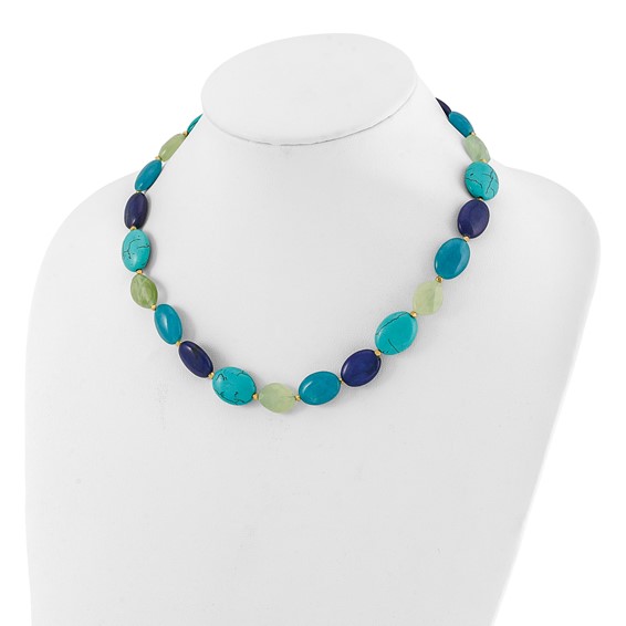 Sterling Silver Gold-plated Multi Stone 18.5in w/2in ext. Necklace