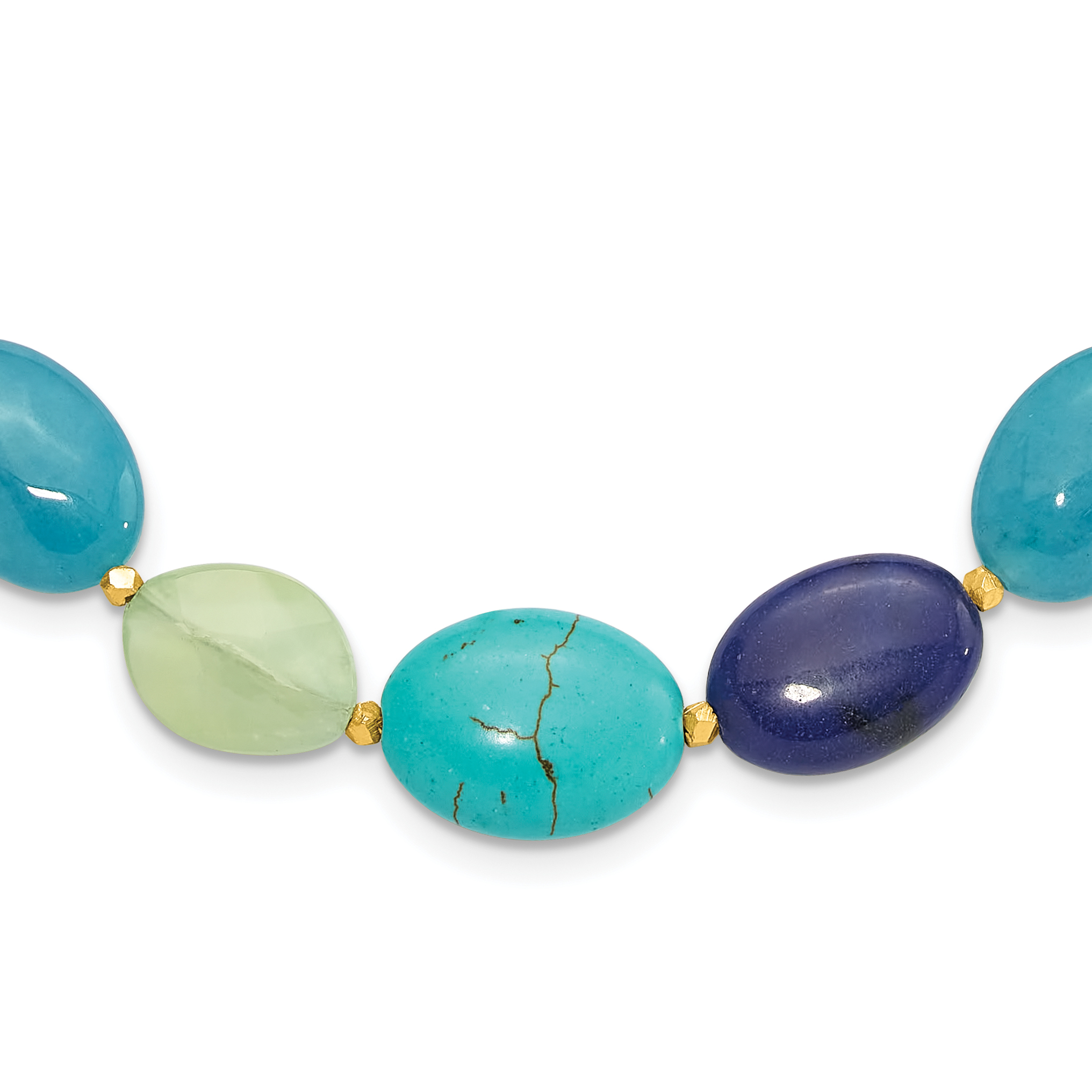 Sterling Silver Gold-plated Multi Stone 18.5in w/2in ext. Necklace (QH5689-18.5)