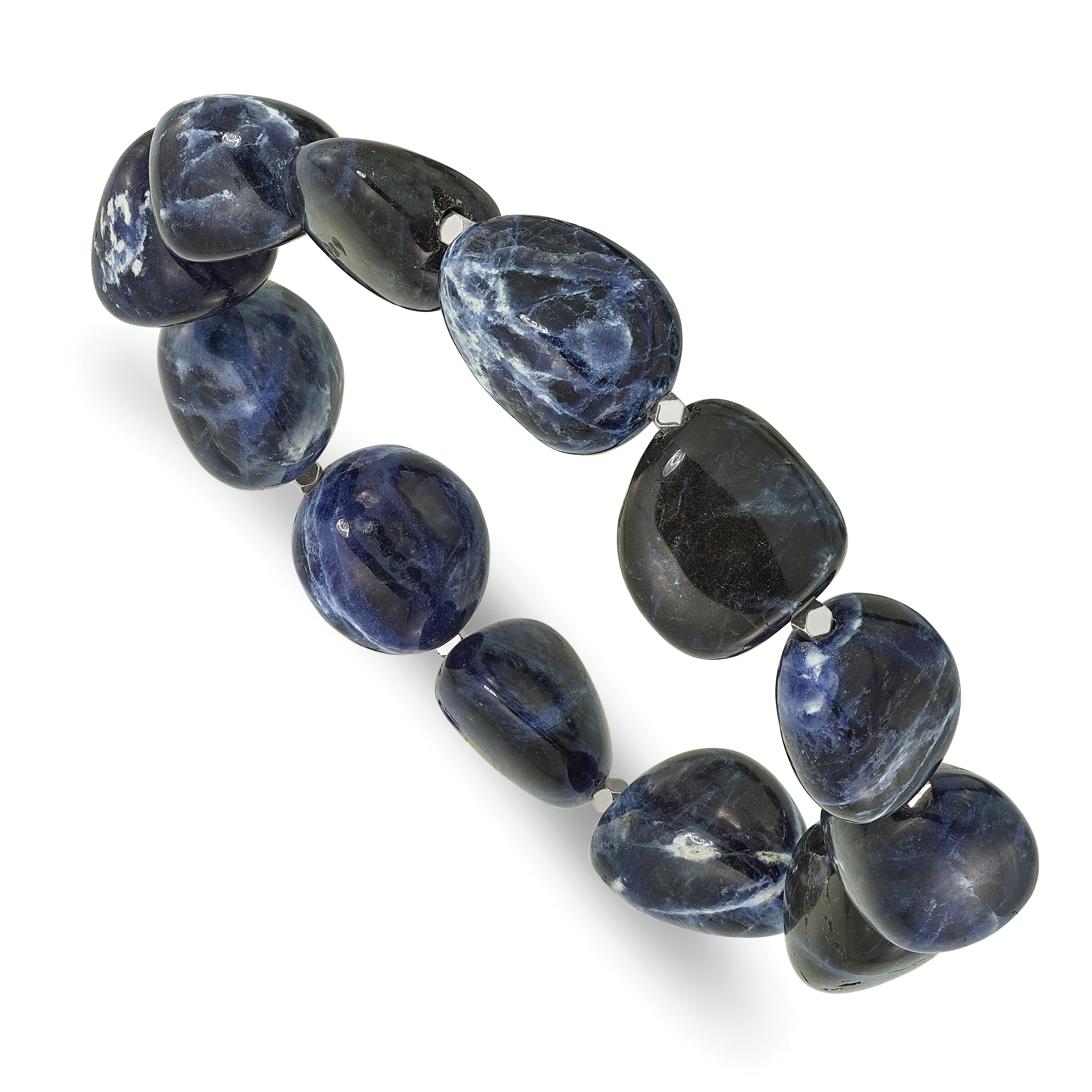 Sodalite and Hematite Beaded Stretch Bracelet (QH5691)
