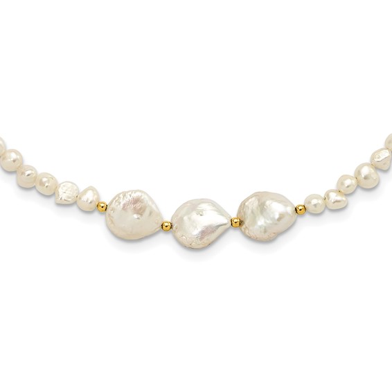 Sterling Silver Gold-plated Flat Round FWC Pearl 35in Necklace