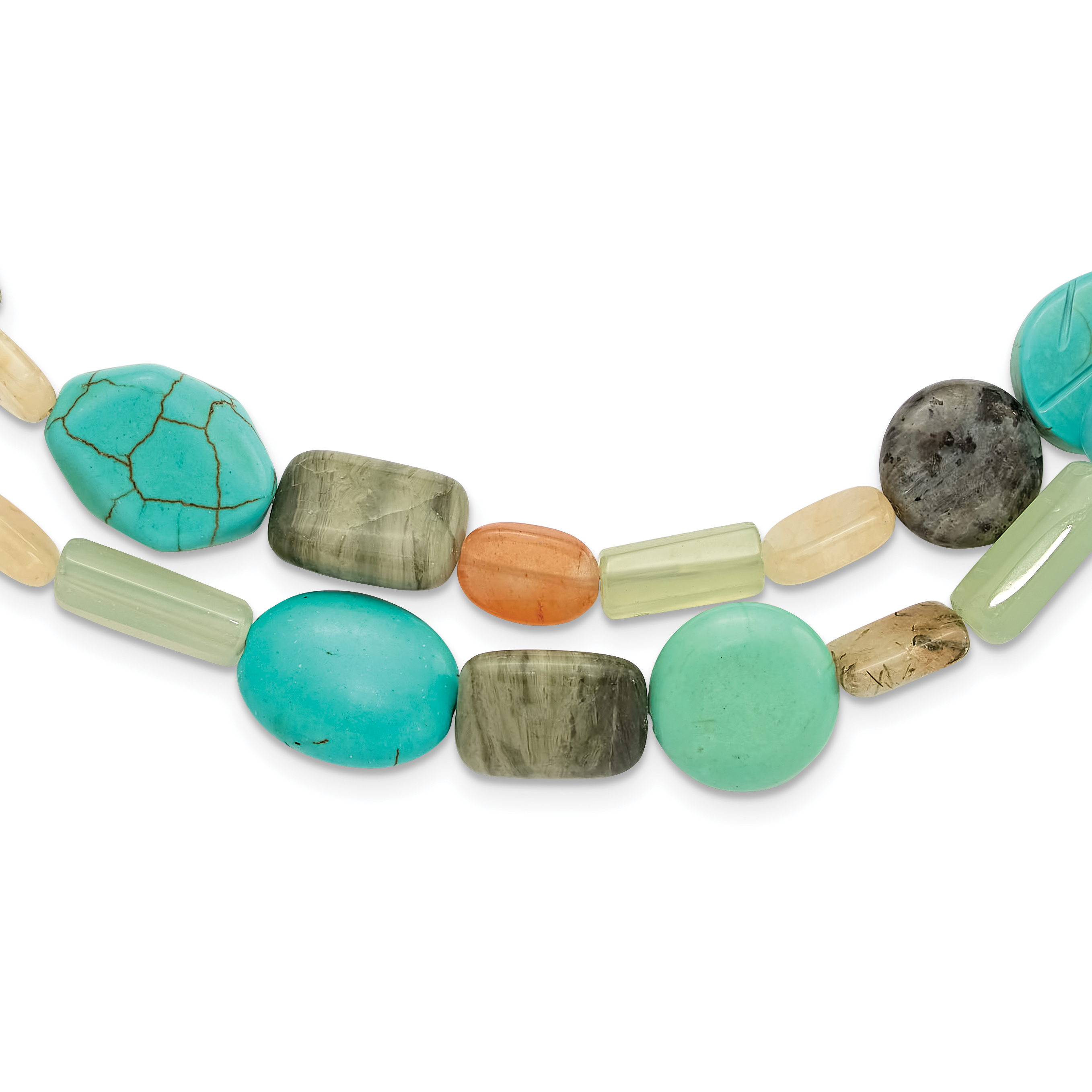 Sterling Silver Multi Stone 2-Strand 20.5in w/2in ext Necklace (QH5705-20.5)