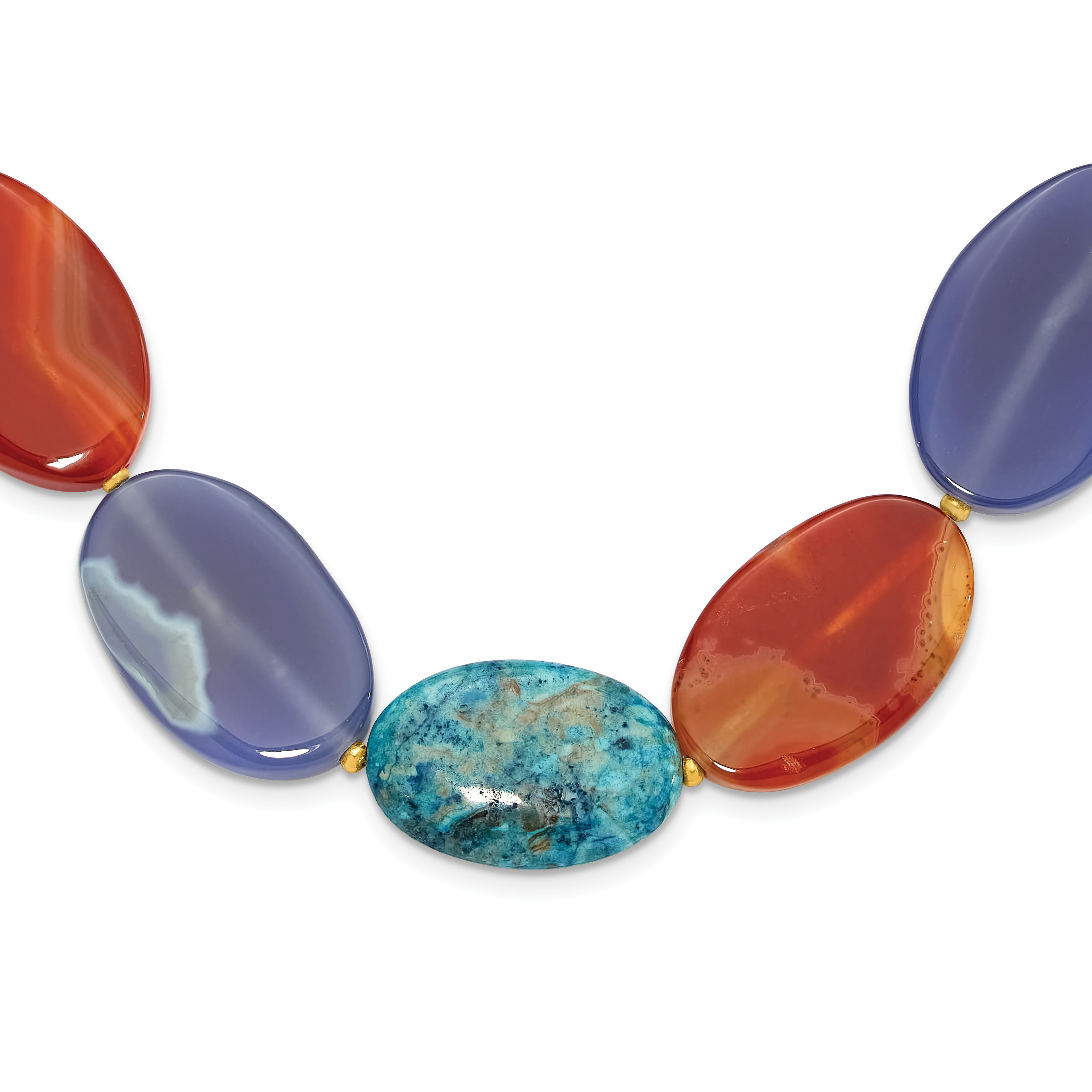 Sterling Silver Gold-plated Agate/Jade/Sardonyx w/2in ext Necklace (QH5709-18.5)