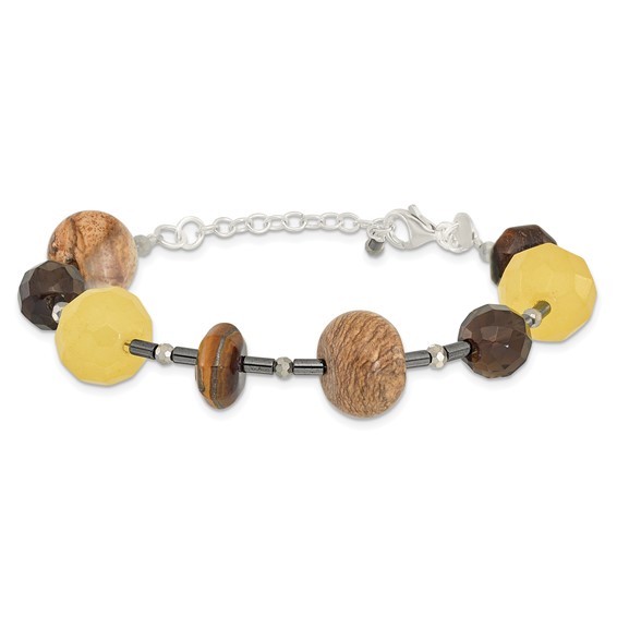 Sterling Silver Multi Stone 7.5in w/1in ext Bracelet