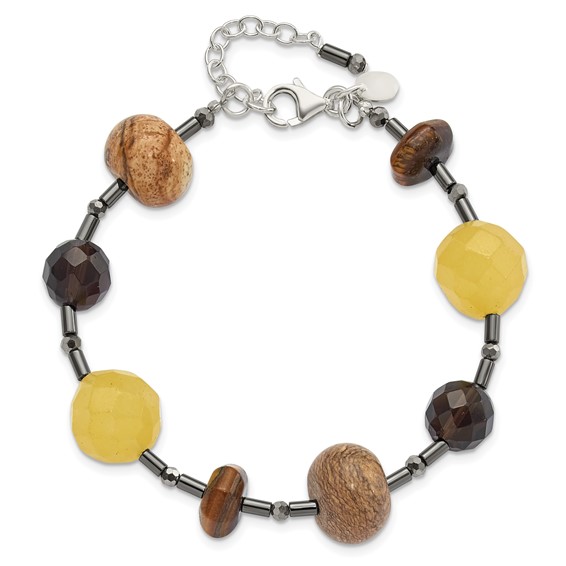 Sterling Silver Multi Stone 7.5in w/1in ext Bracelet