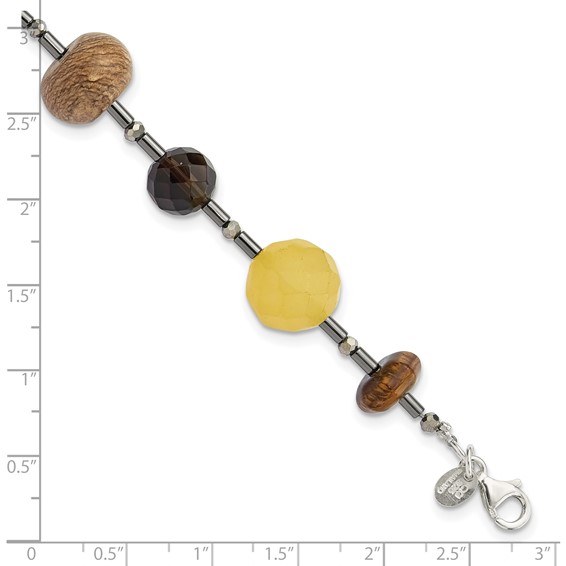 Sterling Silver Multi Stone 7.5in w/1in ext Bracelet