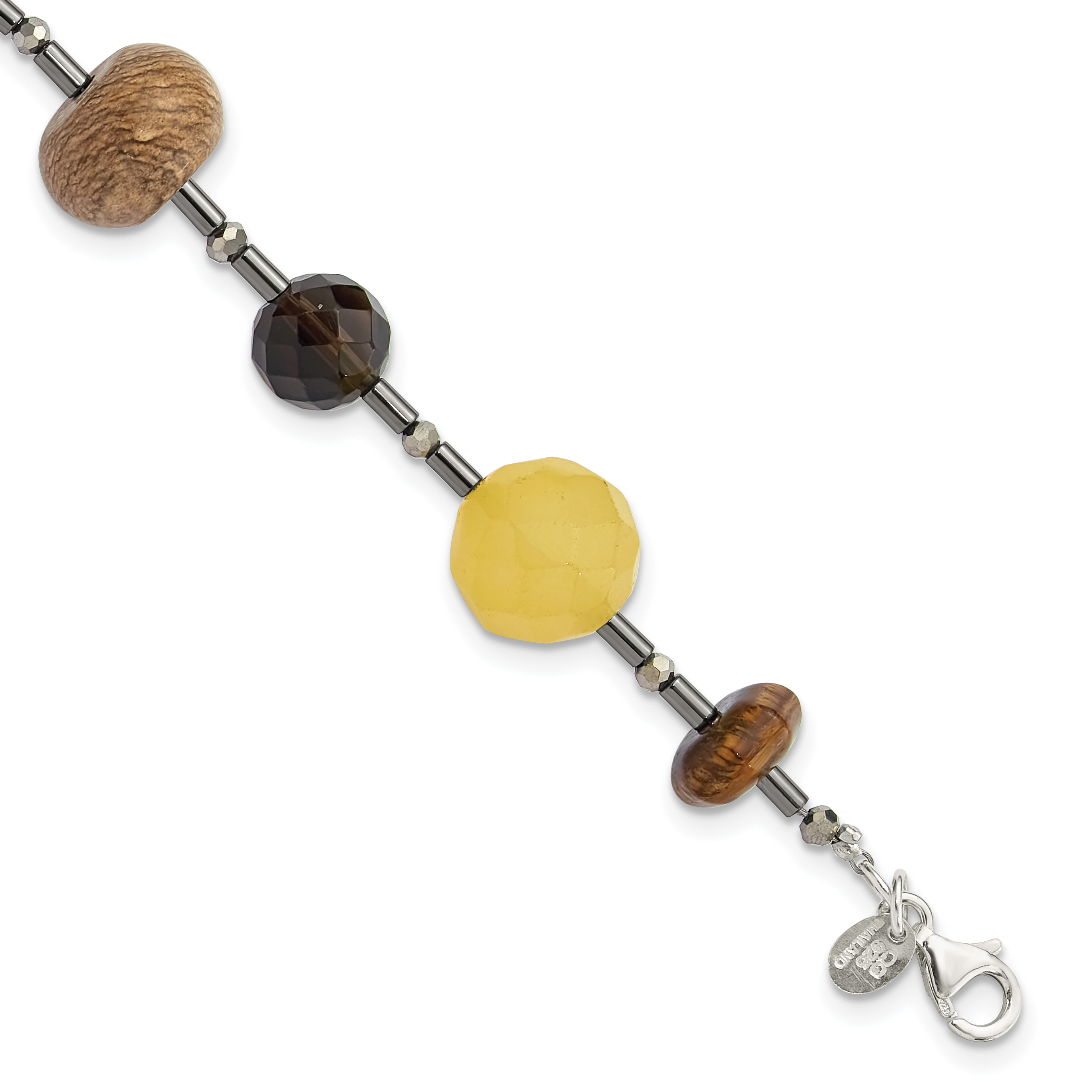 Sterling Silver Multi Stone 7.5in w/1in ext Bracelet (QH5710-7.5)