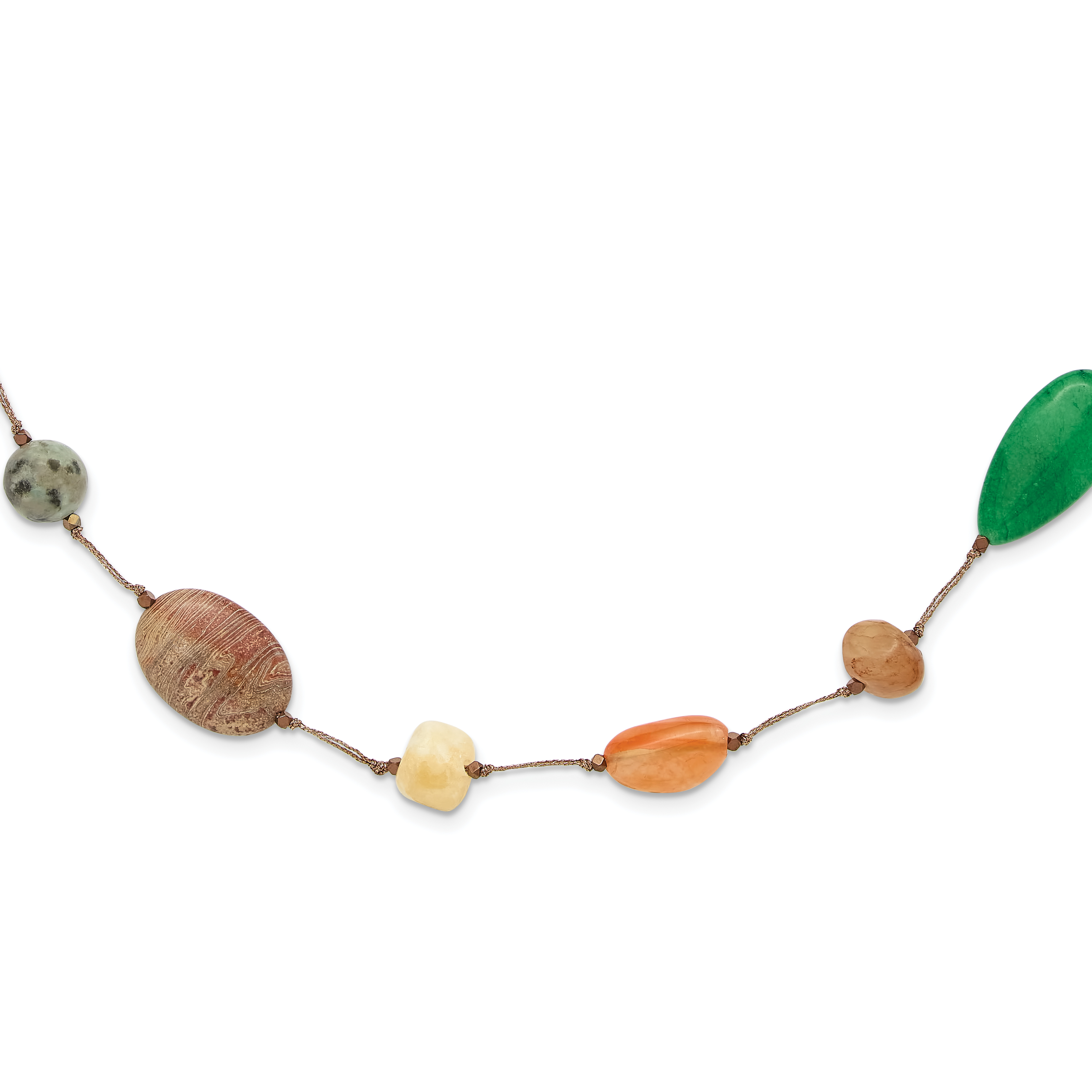 Sterling Silver Multi Stone Metallic Yarn 35in Necklace (QH5711-35)