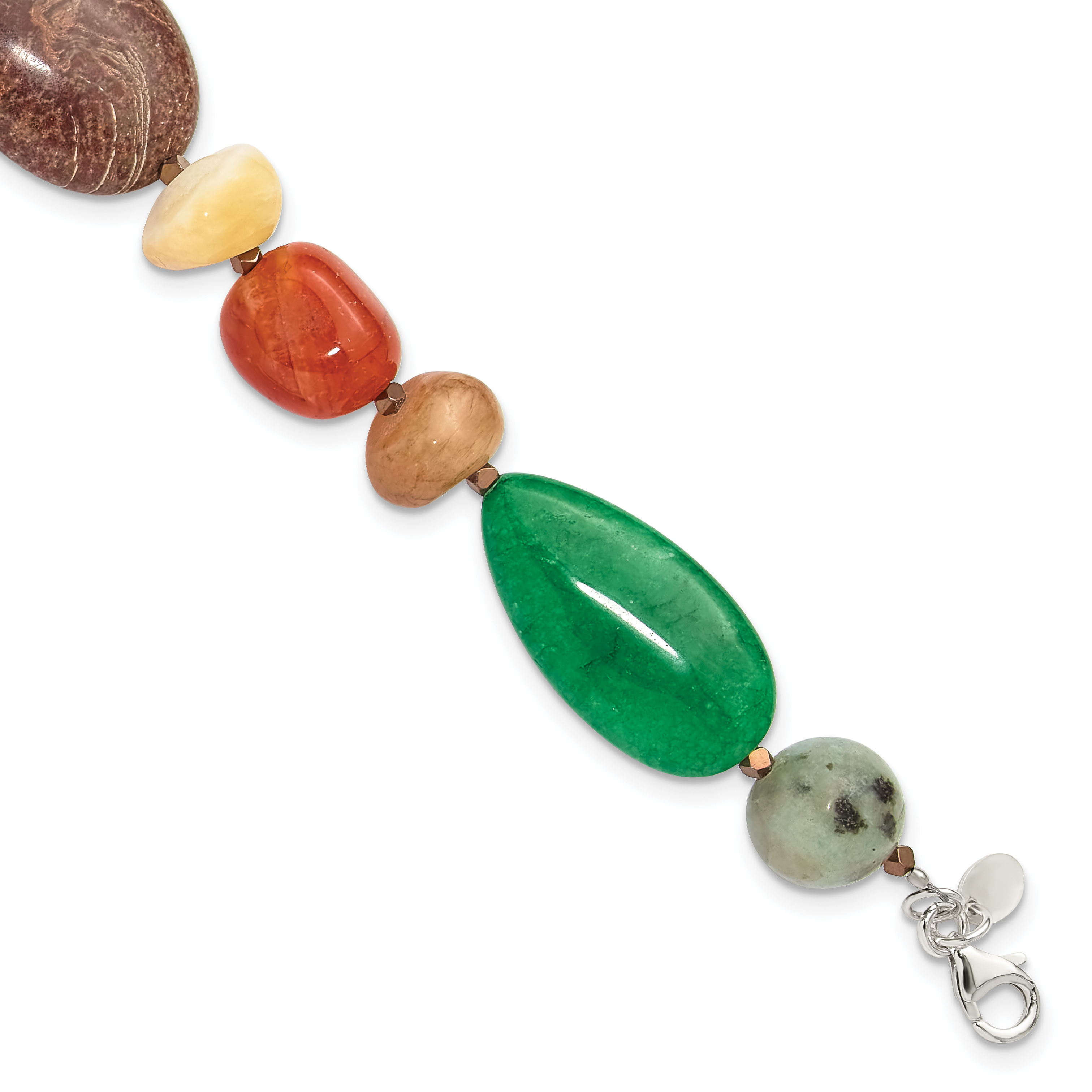 Sterling Silver Multi Stone Metallic Yarn 1in ext Bracelet (QH5711-8)