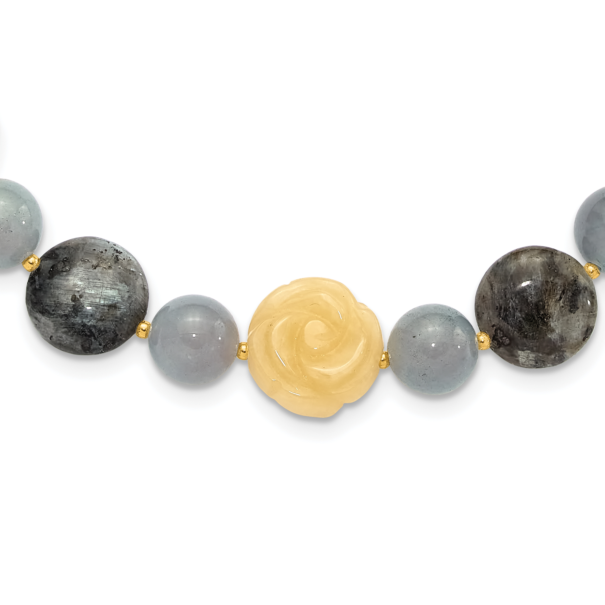 Sterling Silver Gold-plated Agate/Labradorite/Jade 2in ext. Necklace (QH5714-17)