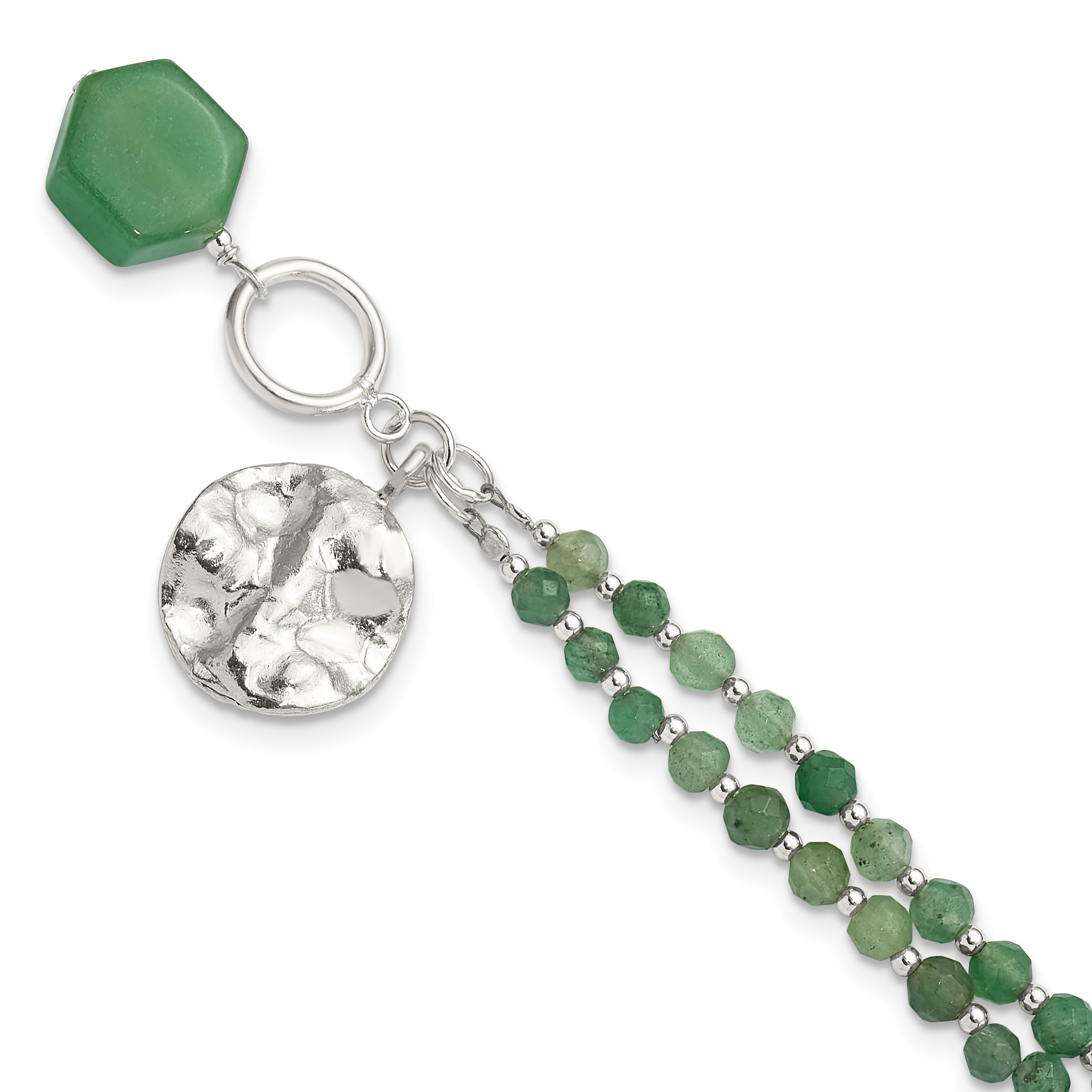 Sterling Silver Aventurine Beaded 8.25in Bracelet (QH5716-8.25)