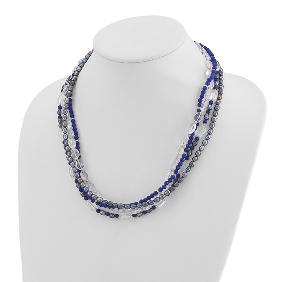 Sterling Silver FWC Pearl/Quartz Adjustable 17in or 40in Necklace